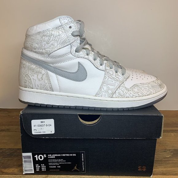 Air Jordan 1 Retro High OG Laser White Reflective Silver (705289-100) Size 10.5 main image 8